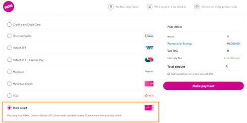 Pay using your RCS Store Credit at Game