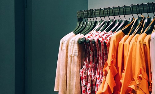 Clothes hanging on hangers