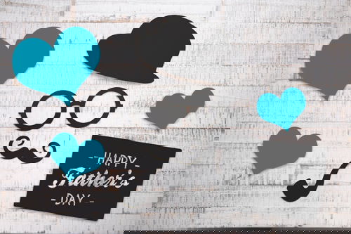 Father's Day card featuring a mustache, glasses, and a stylish bow tie